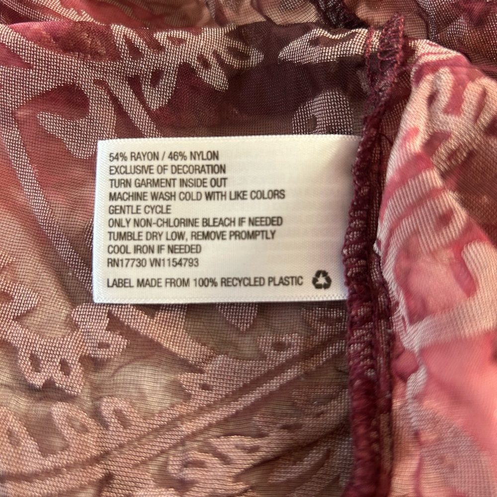 Knox Rose Women's Maroon Burnout Velvet Top XL - Picture 11 of 11